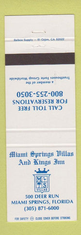 Matchbook Cover - Miami Springs Villas Kings Inn Miami Springs FL