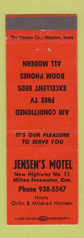 Matchbook Cover - Jensen's Motel Milton Freewater OR