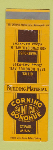 Matchbook Cover - Corning Donohue Building Materials St Paul MN