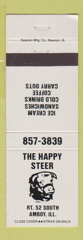 Matchbook Cover - Happy Steer Restaurant Amboy IL WEAR