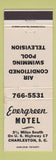 Matchbook Cover - Evergreen Motel Charleston SC WEAR
