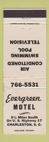 Matchbook Cover - Evergreen Motel Charleston SC WEAR