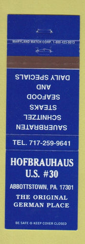 Matchbook Cover - Hofbrauhaus German Abbottstown PA