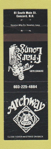 Matchbook Cover - Archway Friar's Lounge Concord NH