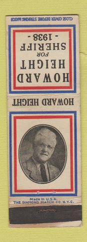 Matchbook Cover - Howard Height for Sheriff 1938 WEAR