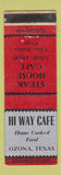 Matchbook Cover - Hi Way Cafe Ozona TX WEAR