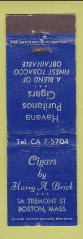 Matchbook Cover - Harry Brick Cigars Boston MA WORN