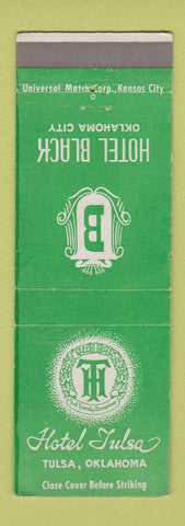 Matchbook Cover - Hotel Tulsa OK Hotel Black Oklahoma City GREEN
