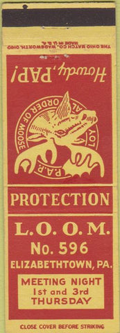 Matchbook Cover - Matchbook Cover Moose Lodge Elizabethtown PA