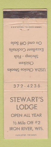 Matchbook Cover - Stewart's Lodge Iron River WI WEAR