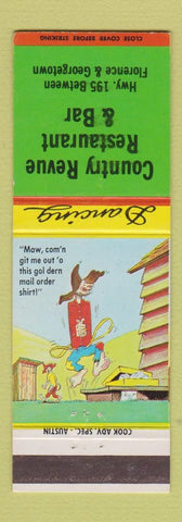 Matchbook Cover Country Revue Restaurant Florence Georgetown Colorado? hillbilly