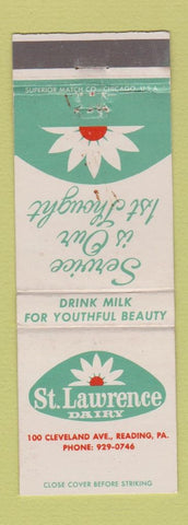 Matchbook Cover - St Lawrence Dairy Reading PA WEAR