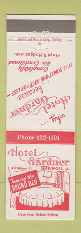 Matchbook Cover - Hotel Gardner Shreveport LA