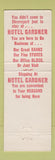 Matchbook Cover - Hotel Gardner Shreveport LA