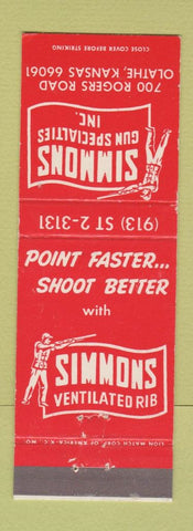 Matchbook Cover - Simmons Gun Specialties Olathe KS