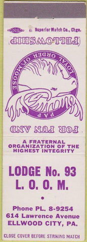 Matchbook Cover - Matchbook Cover Moose Lodge Ellwood City PA