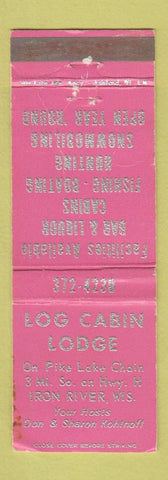 Matchbook Cover - Log Cabin Lodge Iron River WI WORN
