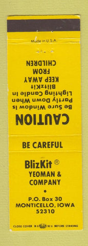 Matchbook Cover - BlizKit Yeoman Company Monticello IA
