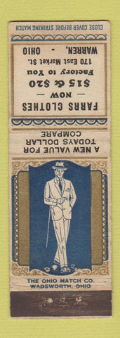 Matchbook Cover - Farrs Men's Clothes Warren OH WEAR