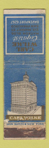 Matchbook Cover - Carl Wilke Cigars San Francisco CA WORN