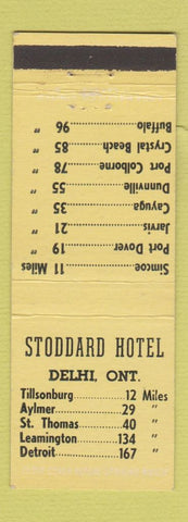 Matchbook Cover - Stoddard Hotel Delhi ON