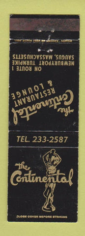Matchbook Cover - Continental Restaurant Saugus MA