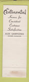 Matchbook Cover - Continental Restaurant Saugus MA