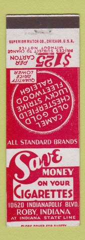 Matchbook Cover - Cigarette Savings Roby IN Roby Sales