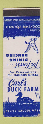 Matchbook Cover - Carl's Duck Farm Saugus MA WEAR
