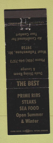 Matchbook Cover - The Best Restaurant West Yellowstone MT