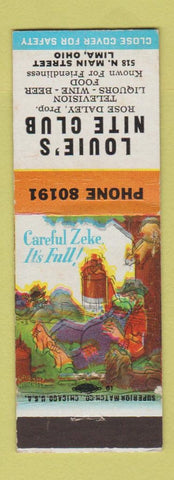 Matchbook Cover - Louie's Nite Club Lima OH hillbilly #2