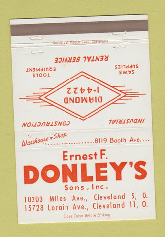 Matchbook Cover - Ernest Donley Construction Tool Cleveland OH 40 Strike
