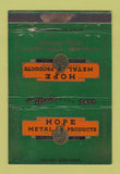 Matchbook Cover - Hope Metal Products Cleveland OH Bob Hope WEAR 40 Strike