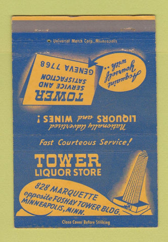 Matchbook Cover - Tower Liquor Store Minneapolis MN 40 Strike