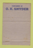 Matchbook Cover - Casiphia Lodge Mount Joy PA 1952 40 Strike