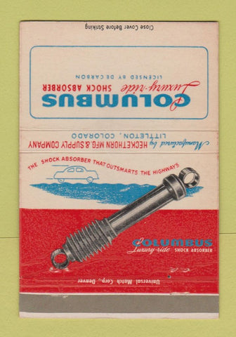 Matchbook Cover - Columbus Shock Absorber Littleton Colorado WEAR 40 Strike