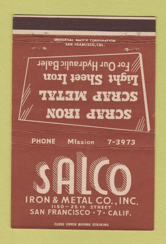 Matchbook Cover - Salco Iron Metal San Francisco CA 40 Strike