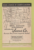 Matchbook Cover - Nicholas Jerns Insurance Bellingham WA 40 Strike