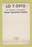 Matchbook Cover - Detroit Typesetting 1959 Detroit MI WEAR 40 Strike