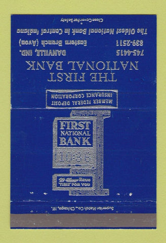 Matchbook Cover - First National Bank Danville IN Avon 40 Strike