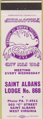 Matchbook Cover - Matchbook Cover Moose Lodge Saint Albans WV
