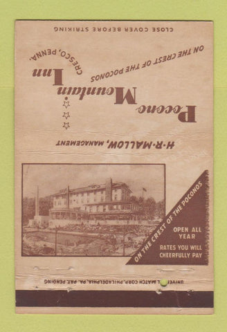 Matchbook Cover - Pocono Mountain Inn Cresco PA 40 Strike