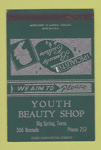 Matchbook Cover - Youth Beauty Shop Big Spring TX SAMPLE 40 Strike