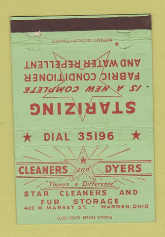 Matchbook Cover - Star Cleaners Dyers Warren OH 40 Strike