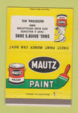 Matchbook Cover - Mautz Paint Chas David's Watertown WI 40 Strike