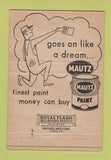Matchbook Cover - Mautz Paint Chas David's Watertown WI 40 Strike