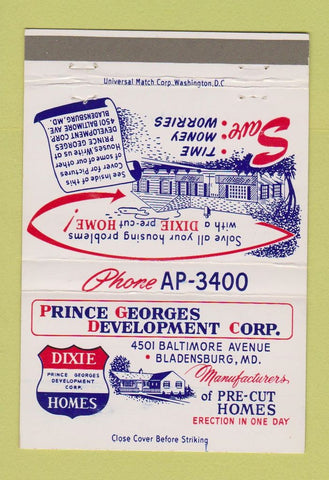 Matchbook Cover - Prince Georges Development Corp Bladensburg MD 40 Strike