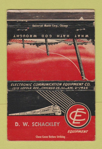 Matchbook Cover - Electronic Communications Railroad Chicago IL WORN 40 Strike