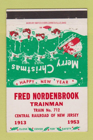 Matchbook Cover - Fred Nordenbrook Train Man Central Railroad 1953 40 Strike
