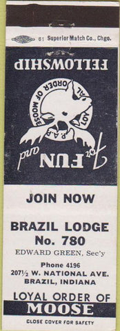 Matchbook Cover - Matchbook Cover Moose Lodge Brazil IN